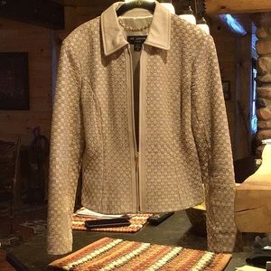 Authentic St. John’s Neutral Tan leather Jacket